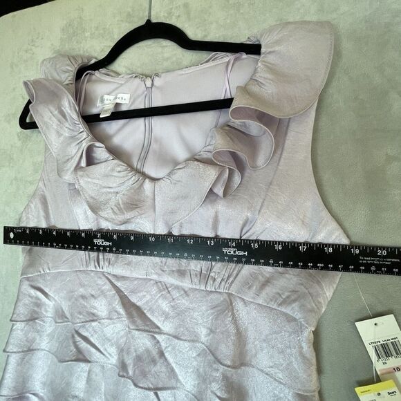 London Times Dress Womens 10 Purple Lilac Shimmer Ruffles Cocktail 90's NWT - Picture 8 of 14